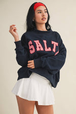 Salty Oversized Mock Neck Sweatshirt: Navy / M
