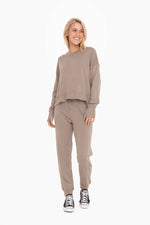 Mono B GREEN - Organic Cotton Blend Joggers: WARM GREY