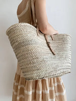 STRAW BAG Handmade Moroccan Basket with Leather