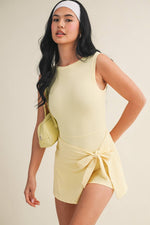Sleeveless Wrap Tie Front Dress: Lemon / S