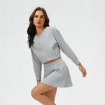 Women's Summer Set:Cropped Full Zipper Jacket And Skirt: Yellow / 8
