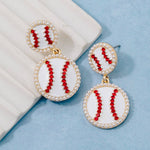 Pave Enamel Baseballs Dangle Earrings