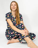 Fizz the Season Short Sleeve Button Up Sleep Shirt   Royal/Multi   -Asst.: Medium