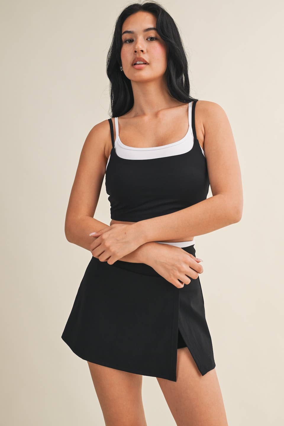 Double Layered Tank Top: Hot Pink Combo / L