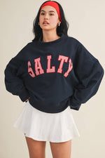 Salty Oversized Mock Neck Sweatshirt: Navy / S