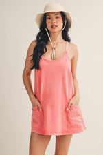 Mineral Wash Play Dress: Coral / L