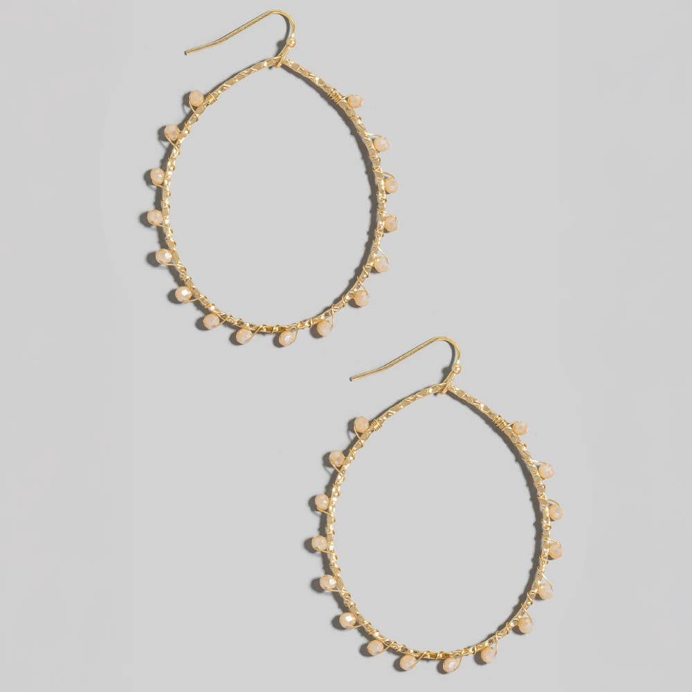 Faceted Glass Beaded Oval Dangle Earrings