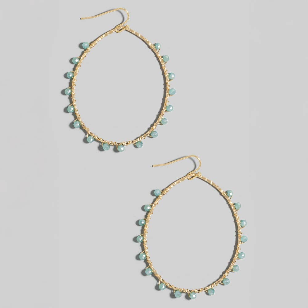 Faceted Glass Beaded Oval Dangle Earrings
