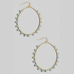 Faceted Glass Beaded Oval Dangle Earrings