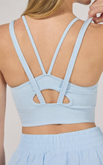 Women's Seamless Strappy Bra and Flowy Running Short: SERENITY SKY