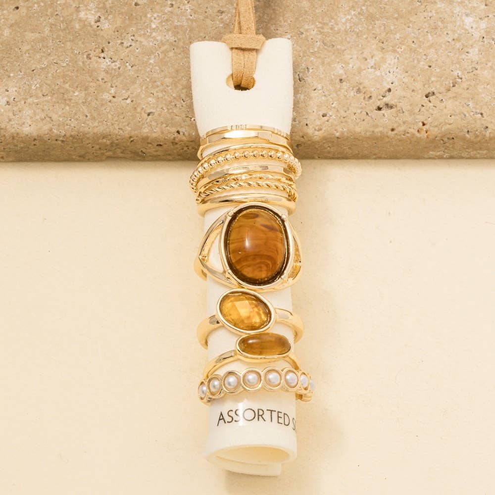 Assorted Twelve Piece Resin Ring Set