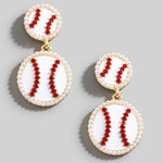 Pave Enamel Baseballs Dangle Earrings