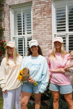 Mommin' - Striped Vintage Trucker Hat: Blue Stripe