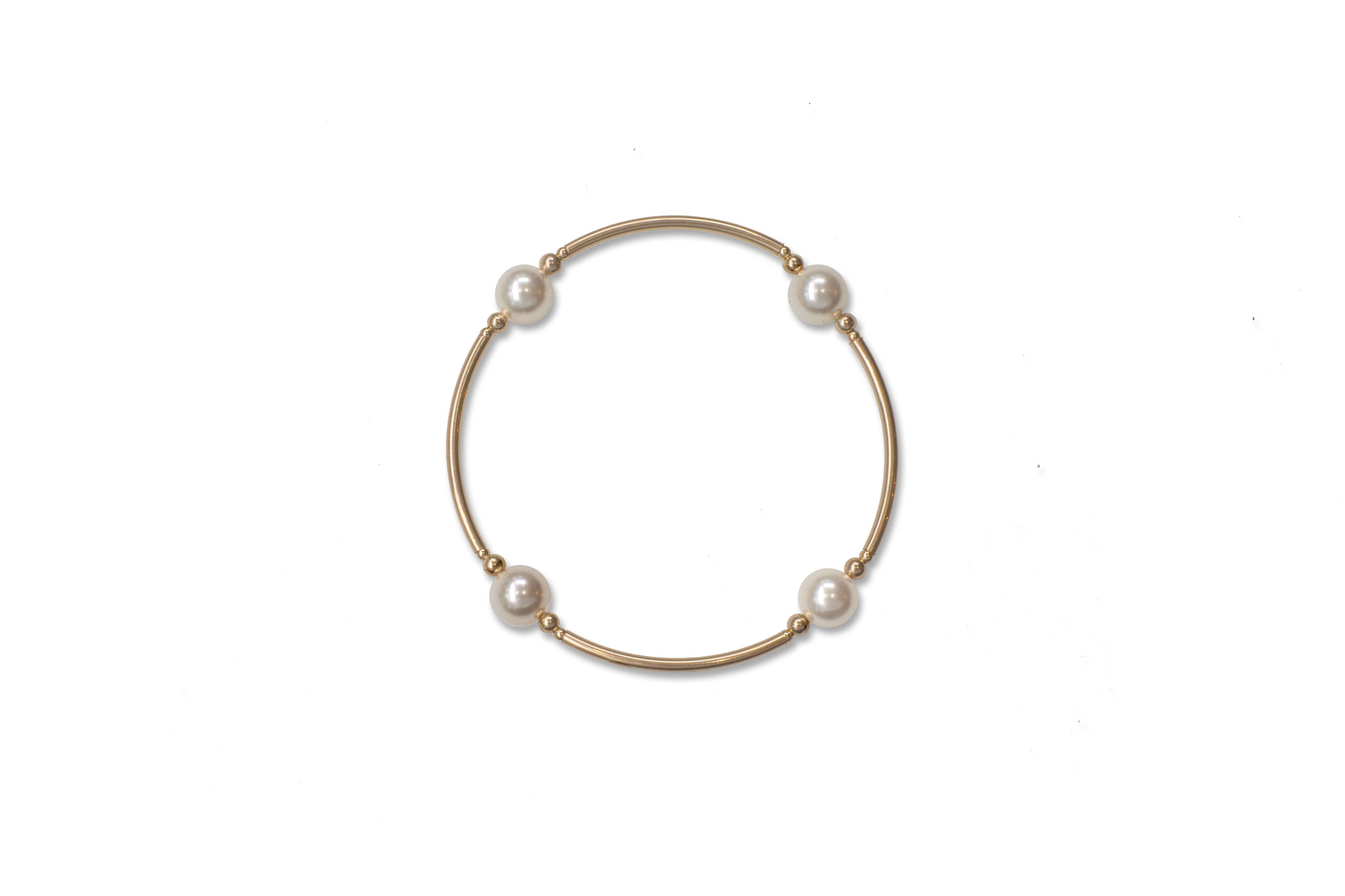 8mm White Blessing Bracelet with Gold Filled Tubes