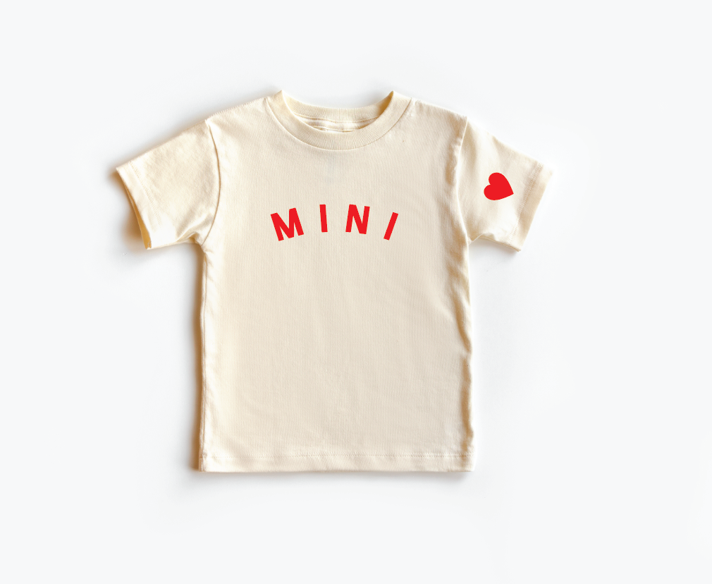 Mini - Heart on Sleeve Natural Tee: Youth Small