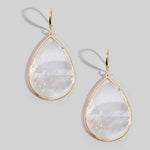 Gold Bezel Iridescent Shell Dangle Earrings
