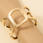 Gold Solid Oval Chain Hinge Bangle Bracelet