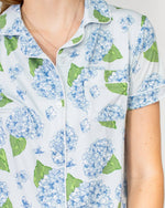 Hydrangea Short Sleeve Button Up Sleep Shirt   Illusion/Blue/Green   -Asst.: XSmall