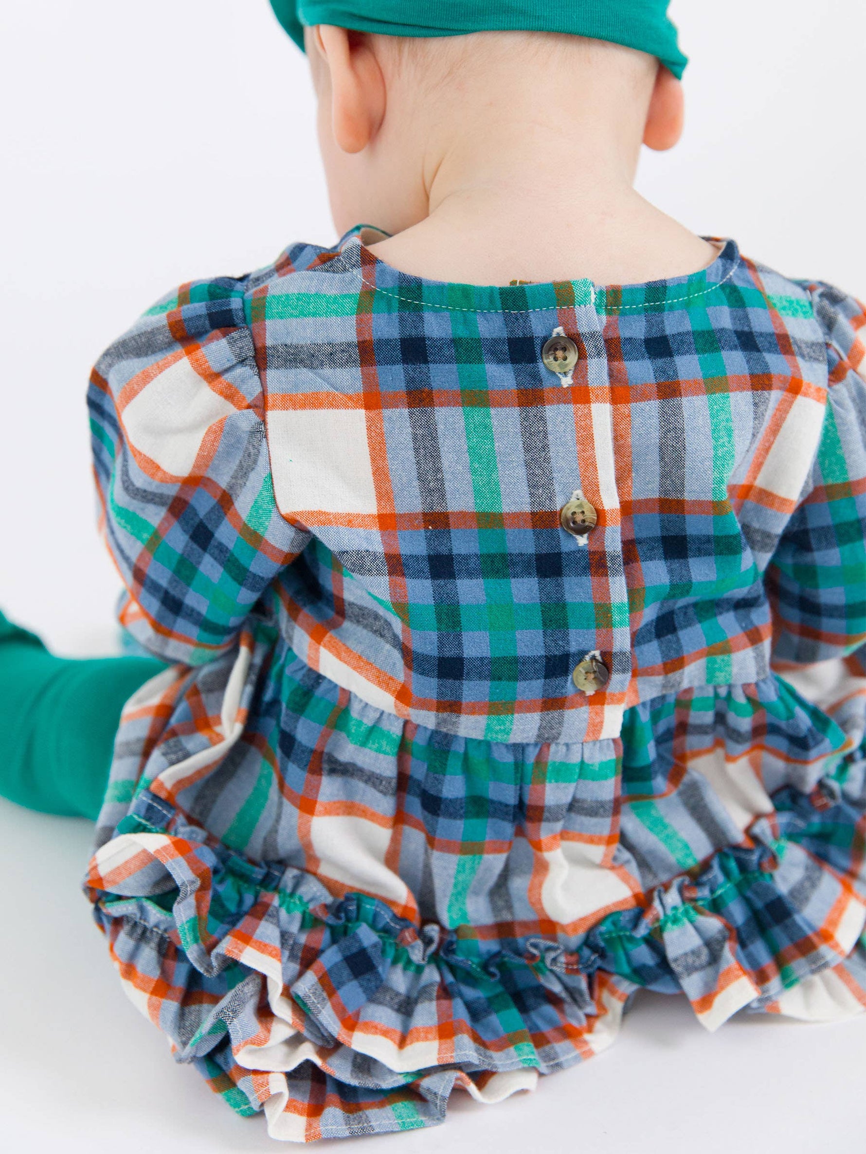 Baby Girls Peyton Plaid Woven Long Sleeve Bubble Romper: Multi-Color / 12-18m