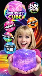 Fun Doh Squish & Squeeze Sparkle Cube Fidget Toy-