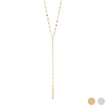 18K Gold PVD Stainless Steel Y-Shaped Blank Bar Pendant Lariat Necklace: Gold