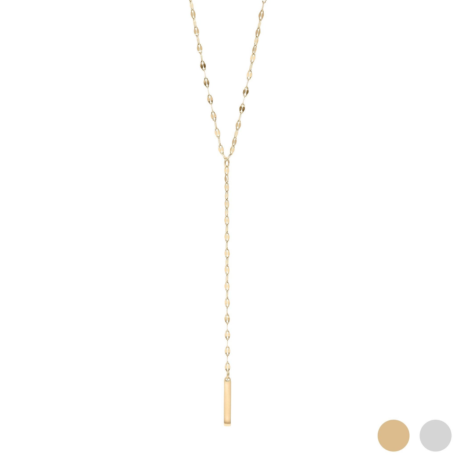 18K Gold PVD Stainless Steel Y-Shaped Blank Bar Pendant Lariat Necklace: Gold