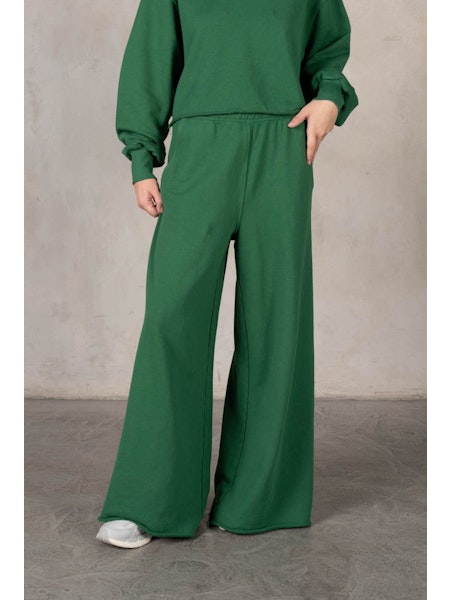 LaBiz Heavy Cotton French Terry Wide Sweatpants - Hunter Green