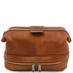 TUSCANY LEATHER full grain leather toiletry bag in brown