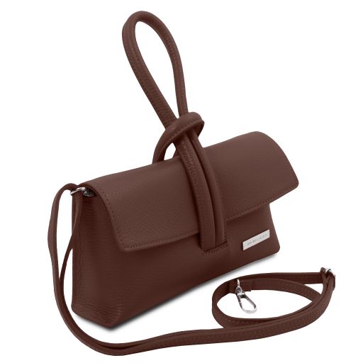 Tuscany Leather – Leather Loop Clutch in Dark Brown