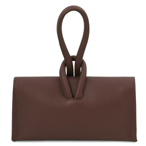 Tuscany Leather – Leather Loop Clutch in Dark Brown