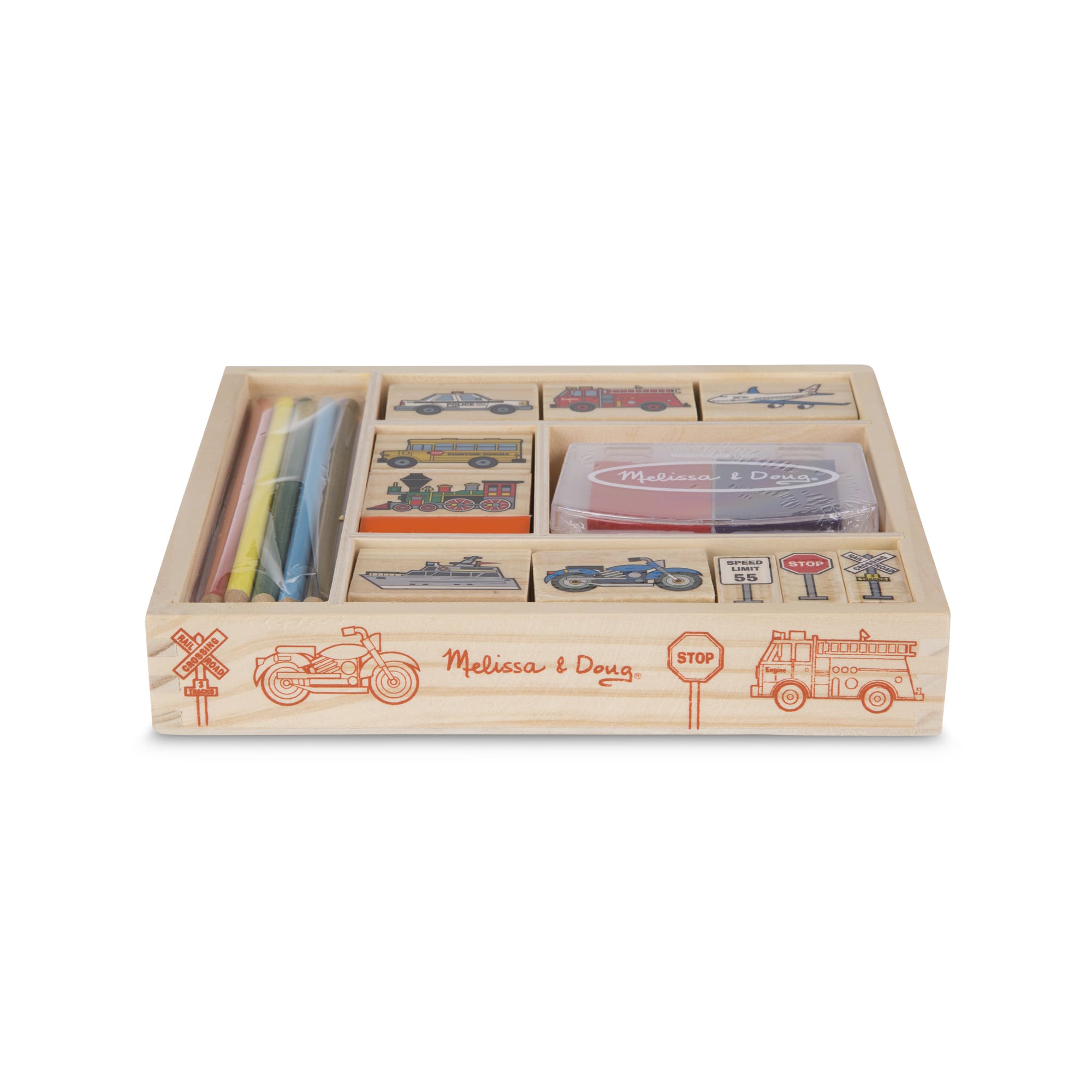 Melissa & Doug Wooden Stamp Set - Vehicles