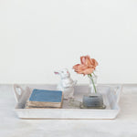 CREATIVE CO-OP Stoneware Tray w/ Handles, Antique White