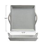 CREATIVE CO-OP Stoneware Tray w/ Handles, Antique White