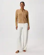 EMERALD COLLECTION Cotton Sweater Jacket in Camel -Size S