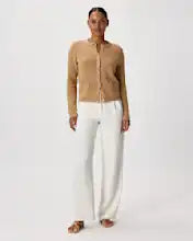 EMERALD COLLECTION Cotton Sweater Jacket in Camel -Size S