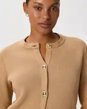 EMERALD COLLECTION Cotton Sweater Jacket in Camel -Size S