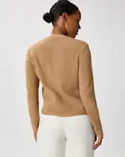 EMERALD COLLECTION Cotton Sweater Jacket in Camel -Size S