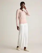 EMERALD COLLECTION Cotton & Cashmere Blend V-Neck Top in Pale Pink -S