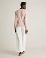EMERALD COLLECTION Cotton & Cashmere Blend V-Neck Top in Pale Pink -S